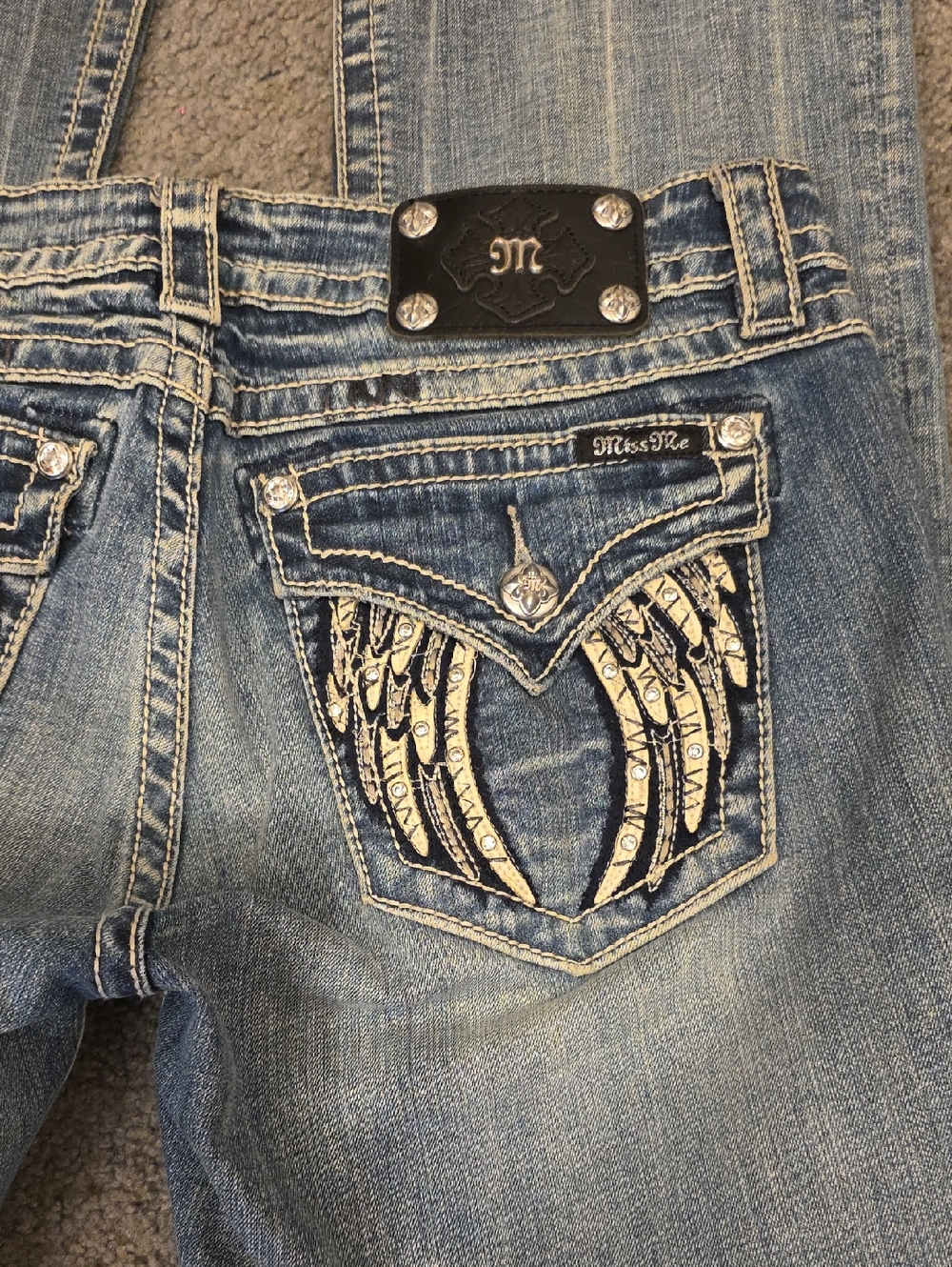 Miss Me Blue Wash Embellished Boot Cut Jeans
